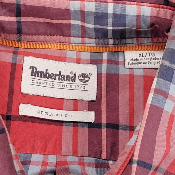 Timberland Vintage Button Up Short Sleeve Plaid Mens Size XL - Picture 3 of 10